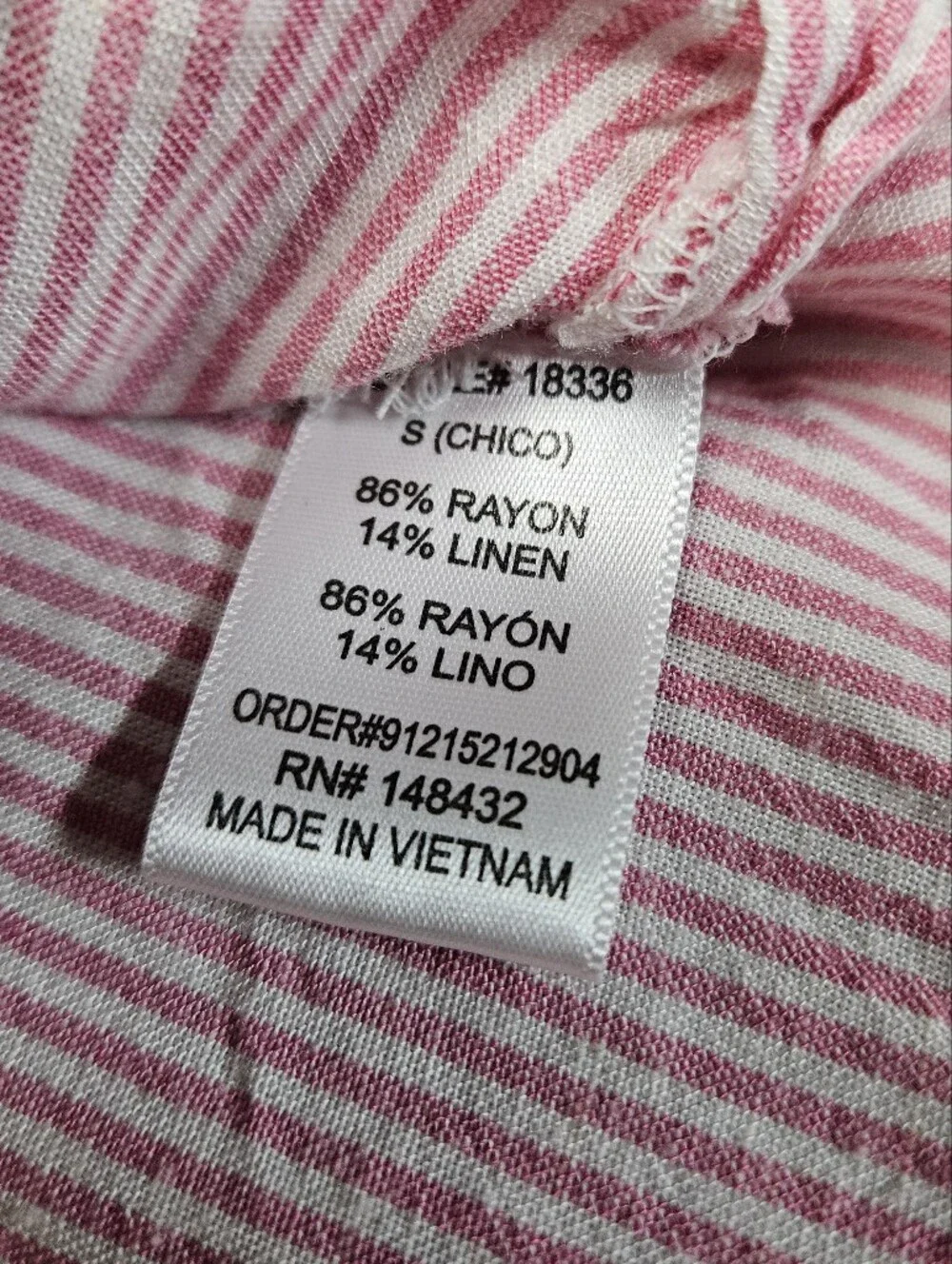 Be Cool pink/white Stripe Small Long Sleeve Casual Top Shirt Rayon Linen
